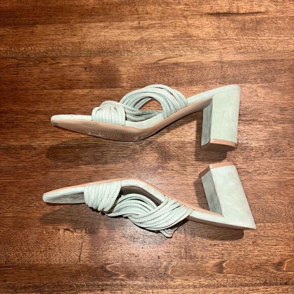 NWOB Stuart Weitzman Twist Block Suede Mules - Picture 5 of 9